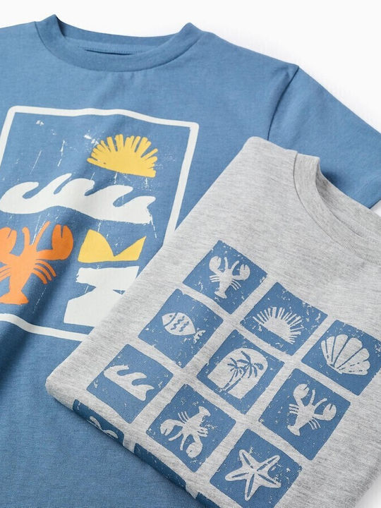 Σετ Παιδικά T-shirts Γκρι, Μπλε
