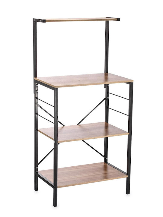 Kitchen Rack Metallic 4 Tiers Black 58x35x121cm