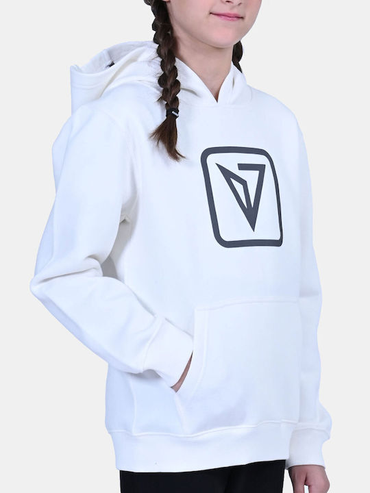 Kids Sweatshirt with Hood and Pockets White