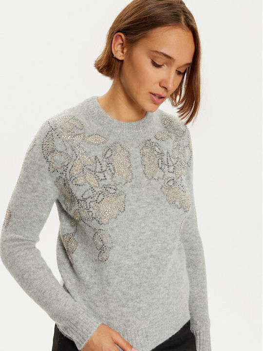 Damen Langarm Pullover Wolle Gray