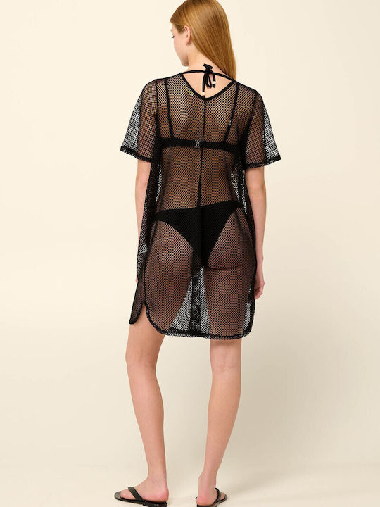 Vamp Damen Mini Kaftan Strand Black
