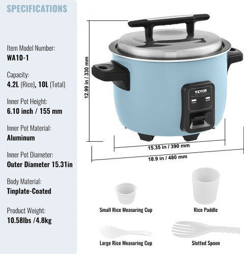 Vevor Rice Cooker 1.6kW with Capacity 10lt