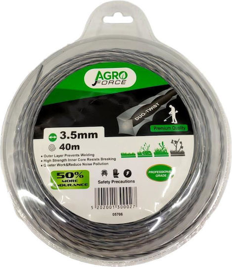 Agroforce 93975 Square Twist Trimmer Line Length 40m and Thickness 3.5mm