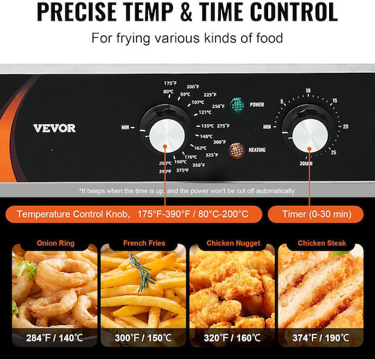 Vevor Electric Fryer Double 3kW Capacity 2x5lt