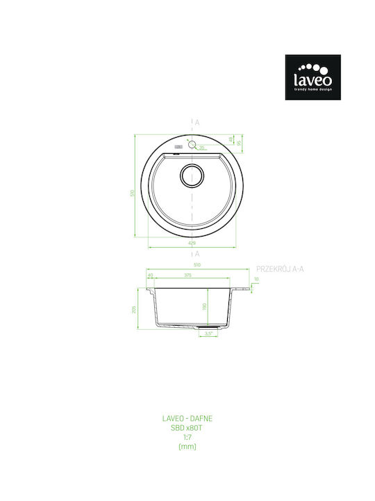 Laveo Drop-In Chiuvetă din Granit Sintetic L51xW51cm Alb