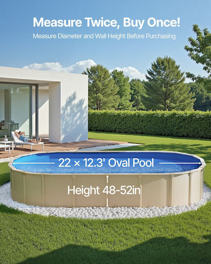 Vevor Οβάλ Επένδυση Πισίνας 22 X 12,3 Ποδιών Επικάλυψης Στυλ Πισίνας Ύψος Τοίχου 52 Ιντσών