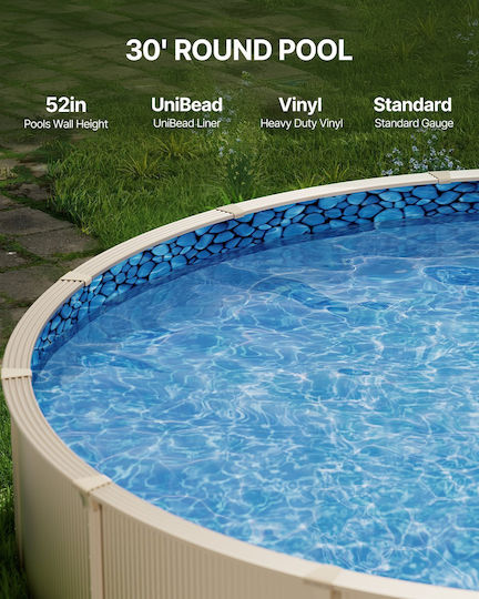 Vevor Round Pool Liner 30ft Unibead Style Pool Liner 52in Ύψος Τοίχου