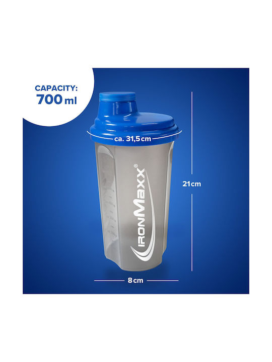 IronMaxx Plastic Protein Shaker 750ml Blue