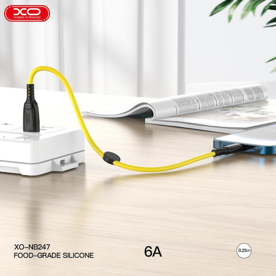 XO Regular USB 2.0 to micro USB Cable Κίτρινο 0.25m (XO-NB247) 1τμχ