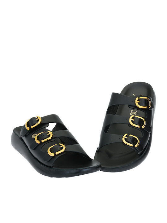 Γυναικεία Ανατομικά Σανδάλια Flatforms Μαύρα