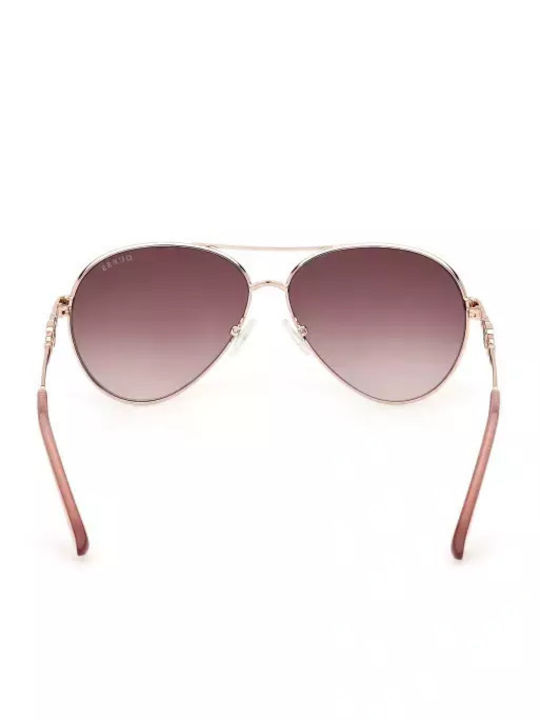 Guess Damen Sonnenbrille mit Rose Gold Metall Gestell und Rosa Verlaufsfarbe Linse GU7885-H 74F