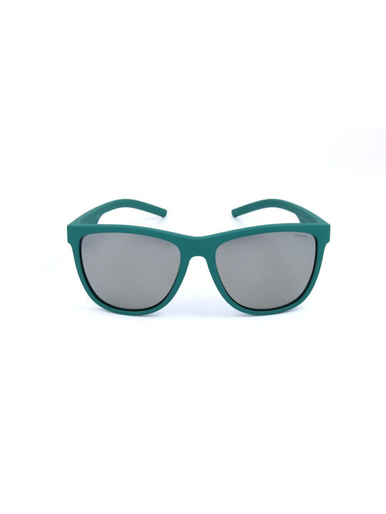Polaroid Men's Sunglasses with Green Plastic Frame and Green Polarized Mirror Lens