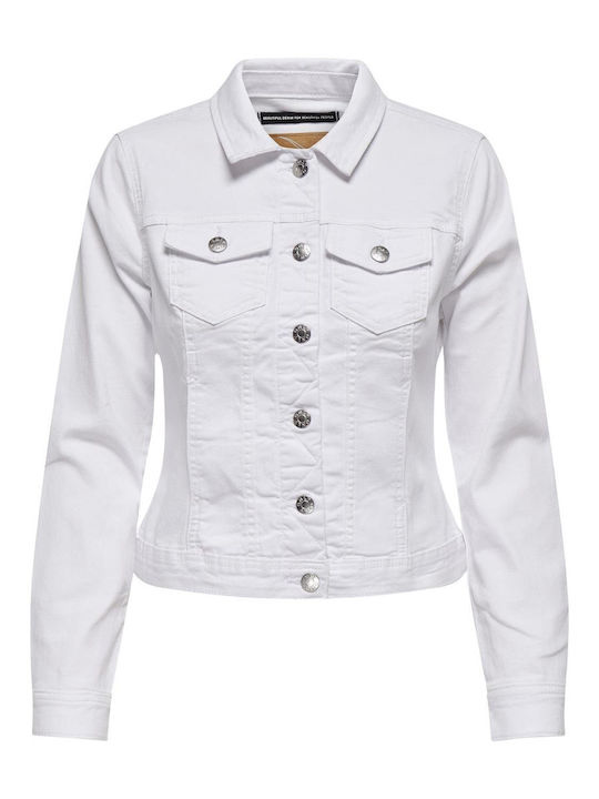 Scurtă Jachetă de femei din denim Alb