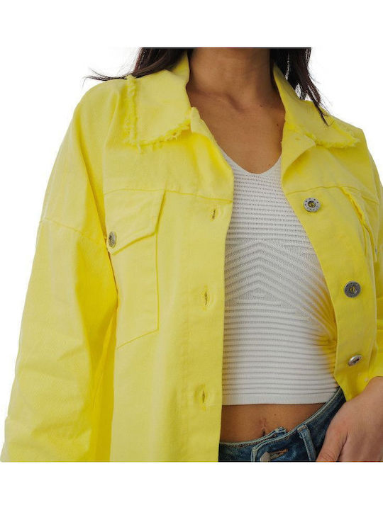Scurtă Jachetă de femei din denim Yellow