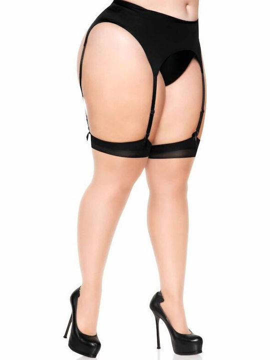 Leg Avenue Plus Size Cuban Heel Lycra Sheer Thigh High with Backseam Sexy Socks Beige