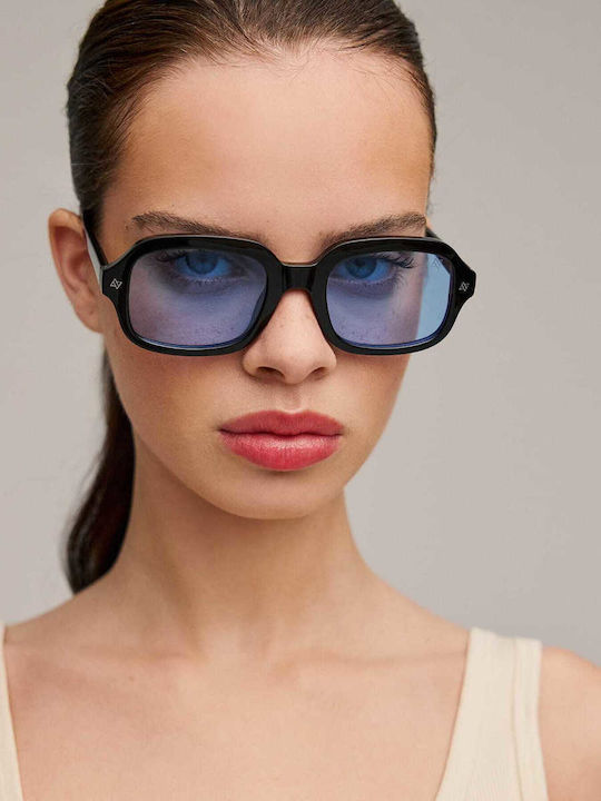 AV Sunglasses Unisex Γυαλιά Ηλίου με Μαύρο Κοκκάλινο Σκελετό και Γαλάζιο Φακό 120-ACE Black/Blue