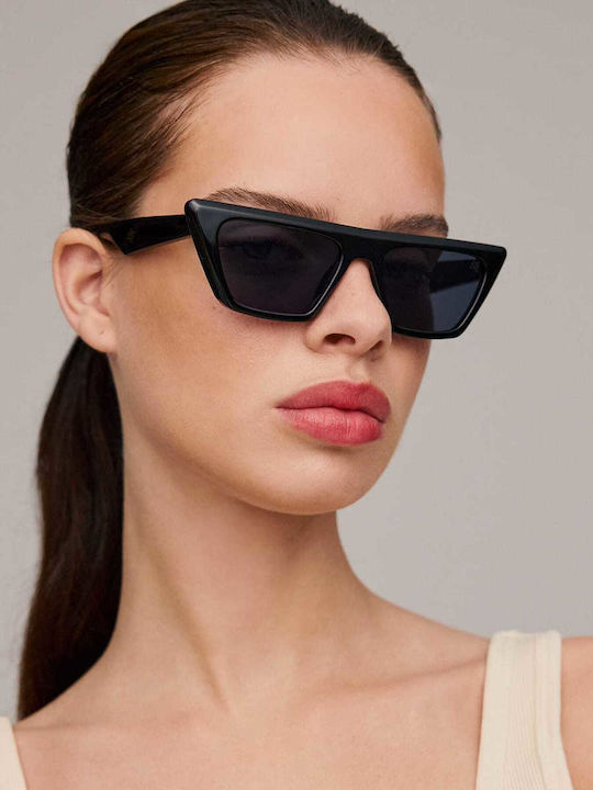 AV Sunglasses Sarina Women's Sunglasses with Black Plastic Frame and Black Lens 123-SARINA Black