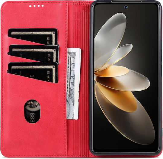 Litchi Retro V4 Texture Back Cover Δερμάτινο Μαγνητικό Κόκκινο (Oppo Find X8 Pro)