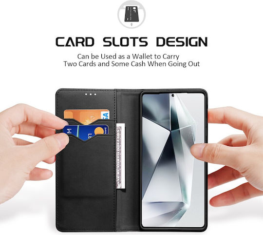 Dux Ducis Hivo Series Rfid Blocking Book Piele / Silicon Negru (Galaxy S25 Ultra)