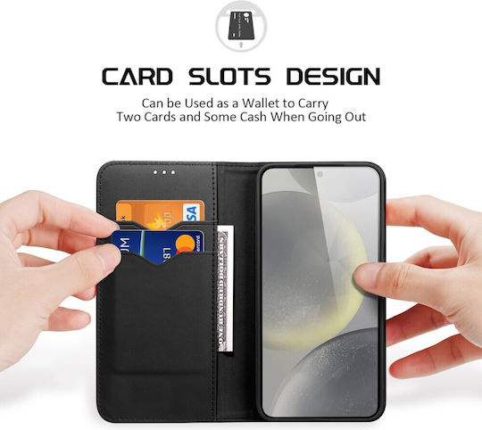 Dux Ducis Hivo Series Rfid Blocking Book Piele / Silicon Negru (Galaxy S25+)