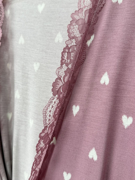 Sorrisino Summer Women's Robe with Pink Nightgown