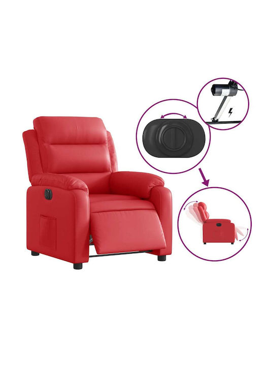 Relaxsessel mit Fußhocker aus Kunstleder Red 75x92.5x100cm