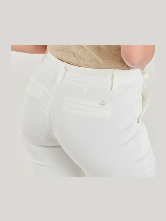 Dama Pantaloni Chino cu Croială Carrot Alb