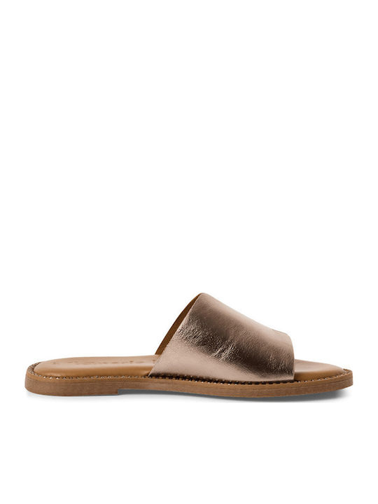 Leather Women's Flat Sandals Rose Gold