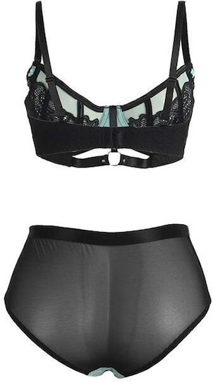 Subblime 955564 Green Patent Leather Mesh Zipper Bra Set