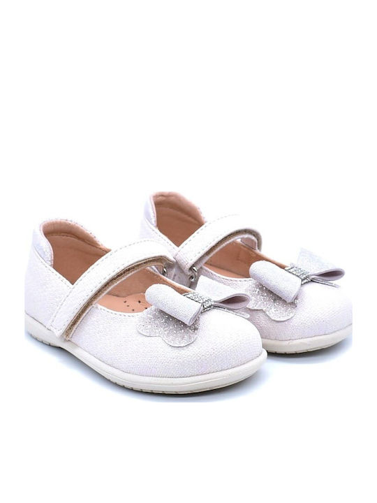 Kids Anatomic Leather Ballerinas with Hoop & Loop Closure White