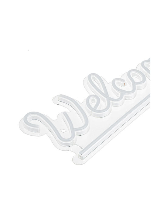 Lampă Neon Led Model Welcome Culoare Roz Albastru Dimensiune 41x16 Cm Alimentată prin Usb