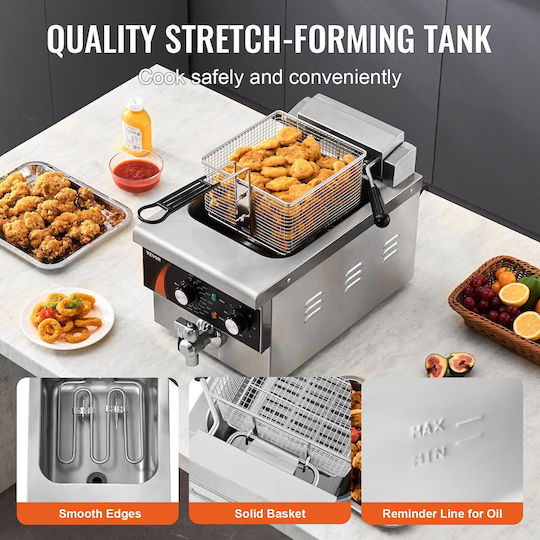 Vevor Electric Fryer 3kW Capacity 8.5lt