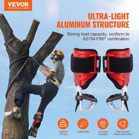 Vevor Tree Climbing Spikes Climbing Spurs Gear Aluminium Arborist Equipment Red