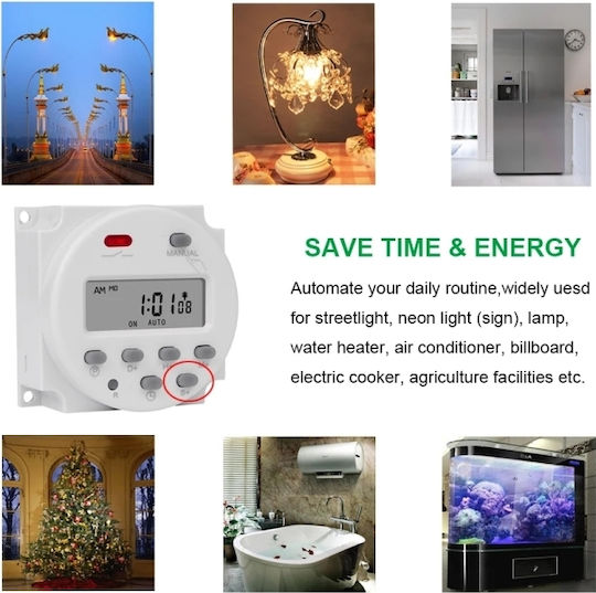 Sinotimer Digital Timer 1 Second Interval 12v Programmable Lcd Digital Timer 7-day Weekly Use Cn101s-4