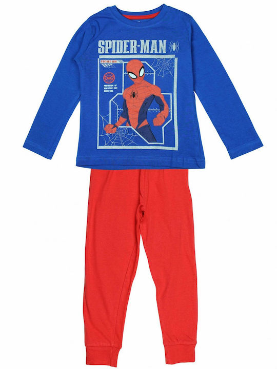Spiderman Παιδική Πιτζάμα Χειμωνιάτικη Albastru/rosu
