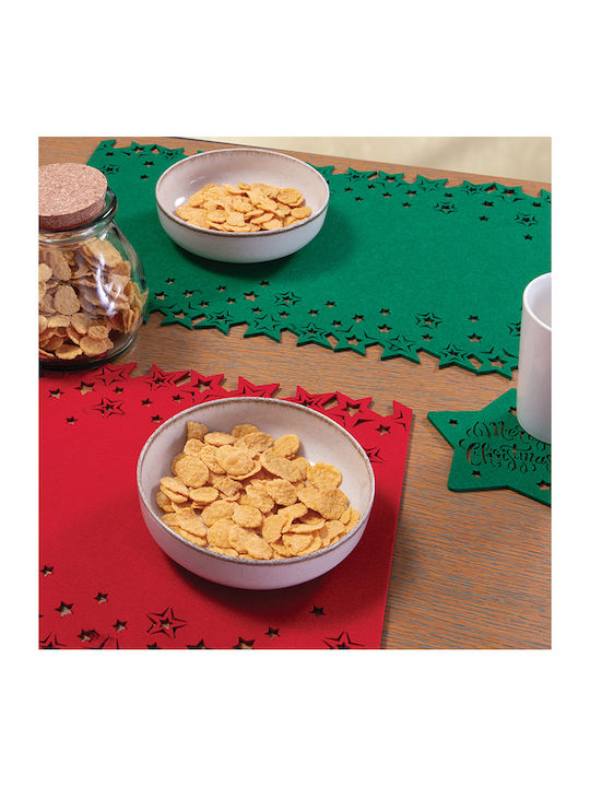 Nef-Nef Homeware Snow Set Weihnachtliche Untersetzer Grün L38xB38xD38cm. 4Stück