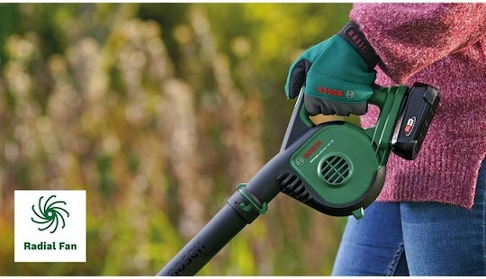 Bosch Φυσητήρας Χειρός 18V με 1 Μπαταρία 2.5Ah & Ρύθμιση Έντασης με Μέγιστη Ταχύτητα Αέρα 245km/h
