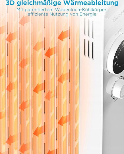Midea Καλοριφέρ Λαδιού με 9 Φέτες 2000W