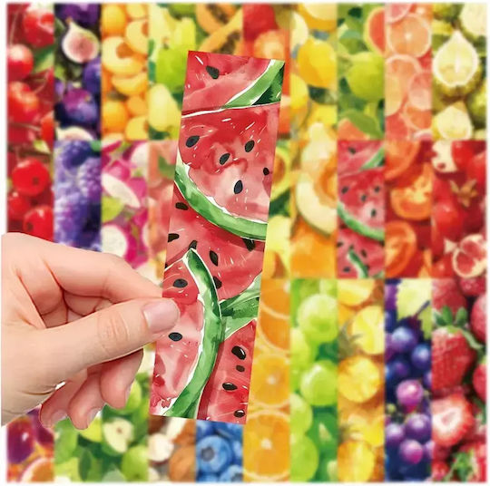 Set 30 Cardboard Bookmarks Book Lovers Fruit Design Multicolored Red 15 Pieces
