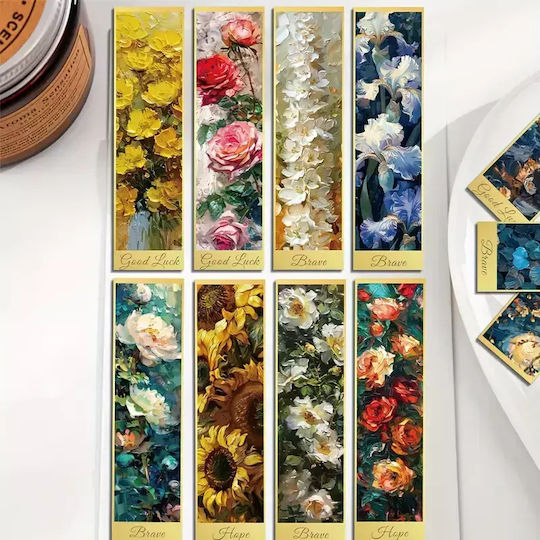 Set 30 Semne de Carte din Carton pentru Iubitorii de Cărți Design Pictură Florală Aurie 15 X