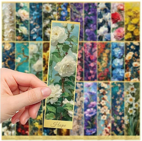 Set 30 Semne de Carte din Carton pentru Iubitorii de Cărți Design Pictură Florală Aurie 15 X