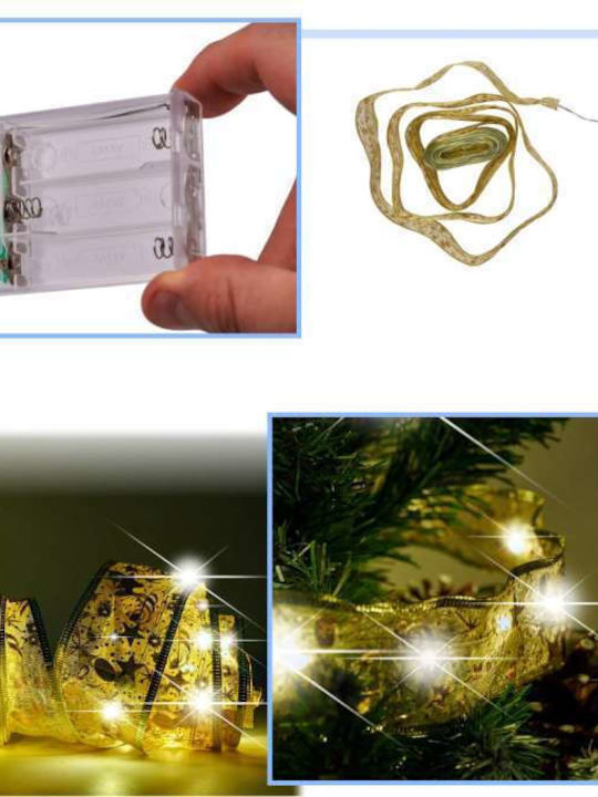 Crăciun Panglică Iluminată Alb 14x7cm 1buc