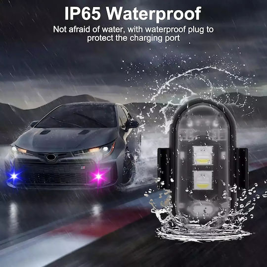 LED Rechargeable Strobe Lights Remote Control RGBW Drones Boats Motorcycles Cars 8pcs TC-202
