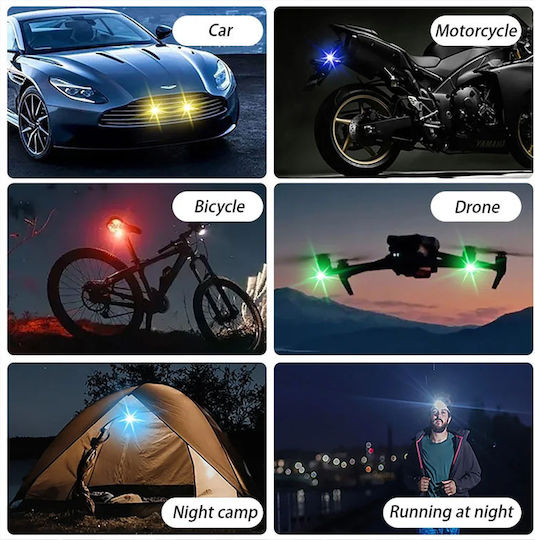 LED Rechargeable Strobe Lights Remote Control RGBW Drones Boats Motorcycles Cars 8pcs TC-202