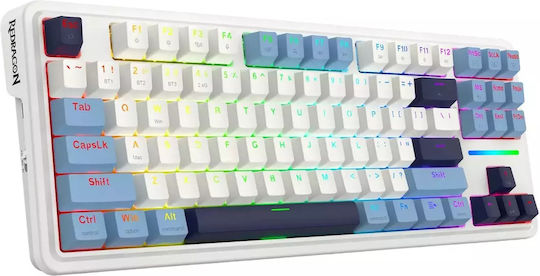 Redragon Antonium Pro Leopard Ασύρματο Gaming Μηχανικό Πληκτρολόγιο Tenkeyless με RGB φωτισμό (Αγγλικό US) Λευκό