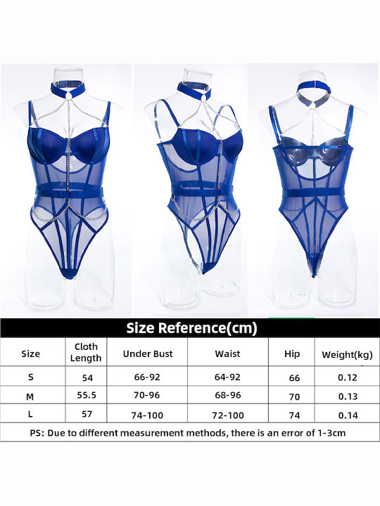 Sexy Intimate Erotic Lingerie Shaping Bodysuit Elastic Metal Chains Choker Trans Inserts