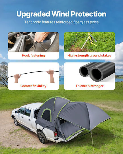 Vevor Σκηνή Camping Αυτοκινήτου Γκρι 3 Εποχών 230x170εκ.