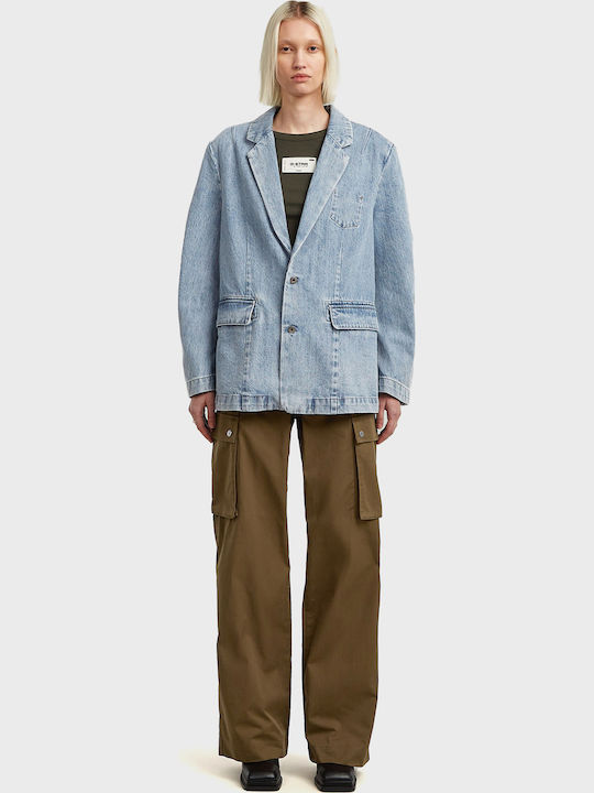 Κοντό Γυναικείο Τζιν Μπουφάν Light Aged Denim