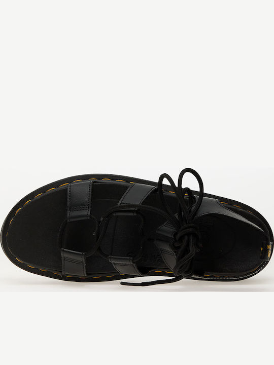 Nartilla Δερμάτινα Γυναικεία Σανδάλια Flatforms Μαύρα