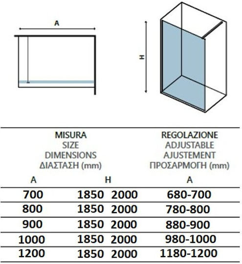 Orabella Serena Καμπίνα Ντουζιέρας με Συρόμενη Πόρτα 100x185cm Clear Glass